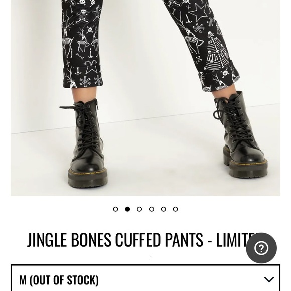 Blackmilk “JINGLE BONES CUFFED PANTS” Size Medium M NWT Xmas Holidays Creepmas - Picture 3 of 14